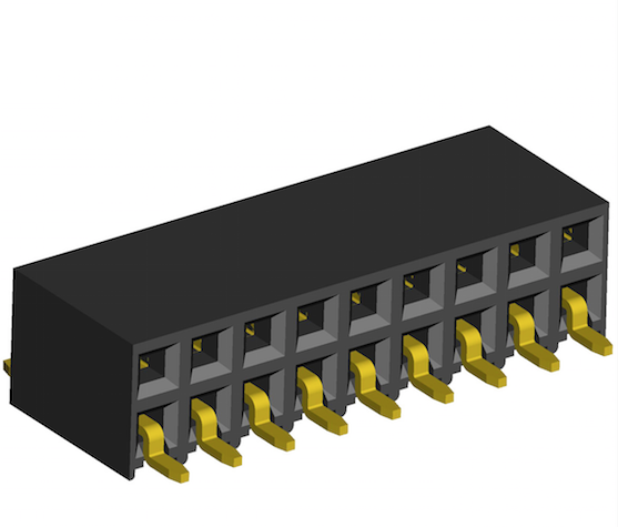 2.54mm Socket Double Rows Three Sides Contact Horizontal Entry SMD Type.(H=6.1)